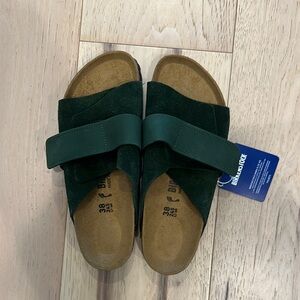 Birkenstock Dark Green Suede Slides